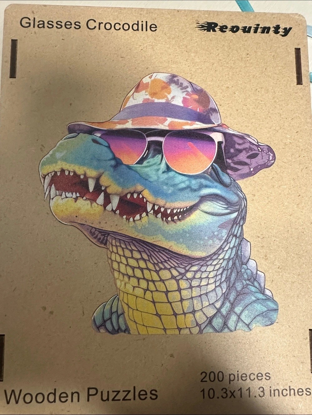 Requinty Glasses Crocodile 200-Piece Wooden Puzzle Multicolor NWT
